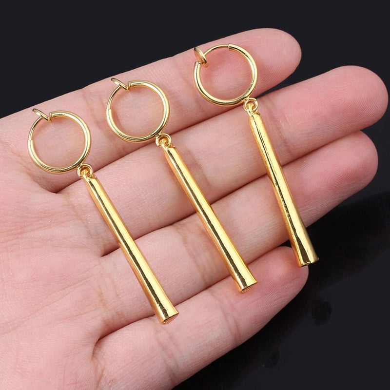 XHBTS One P. Earrings - Gold Clip On Anime Cosplay Earrings for Anime Lovers 3 Set with Mini Cloth and Mini Box(Clip on) - Image 3
